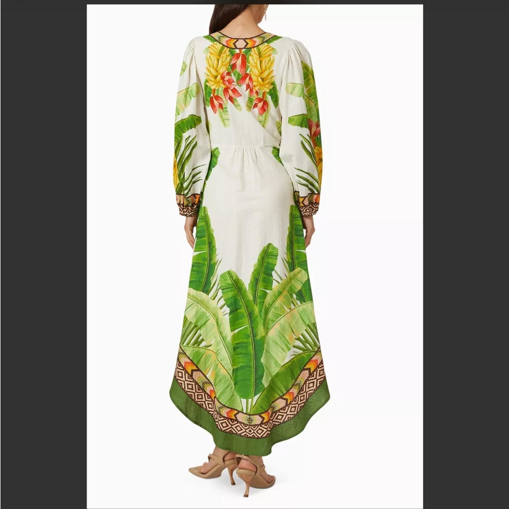 🎉Host pick 🎉NWT  Farm Rio Fresh Forest Linen-Blend Midi-Dress - Picture 6 of 13